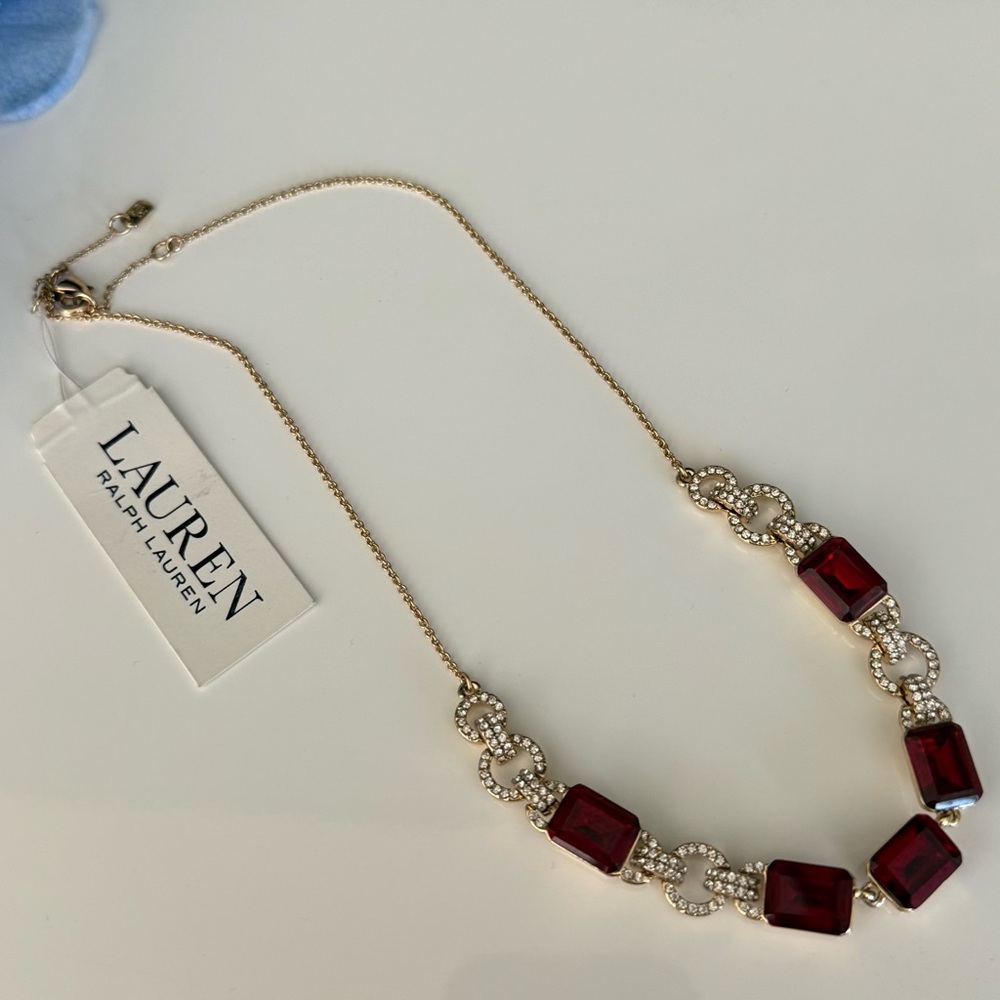 Lauren Ralph Lauren Red Ruby and Crystal Necklace